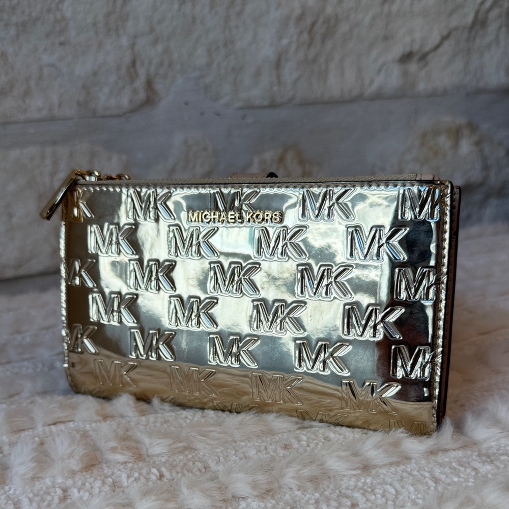 Michael Kors Metallic Gold Embossed Clutch